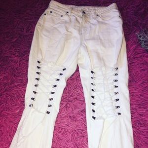 Carmar denim white lace up jeans